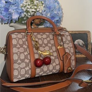 Coach Ruby Satchel Bag 25 C8259 w/ Coach Cherry Charm 🍒